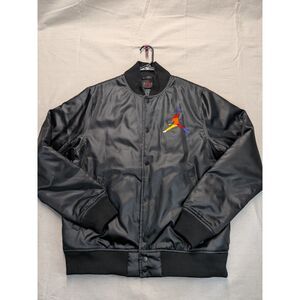 Streetwear Retro Basketball M Jordan Jumpman Satin Bomber Jacket Black